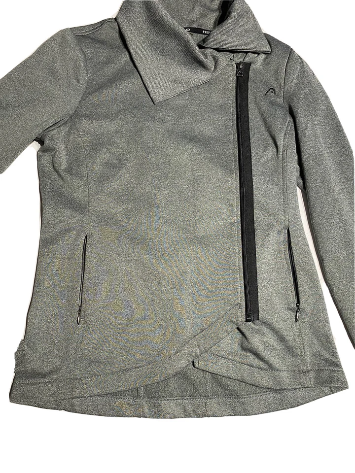 Jaqueta de tênis feminina HEAD cinza com zíper gola alargada tamanho pequeno - Imagem 4 de 4