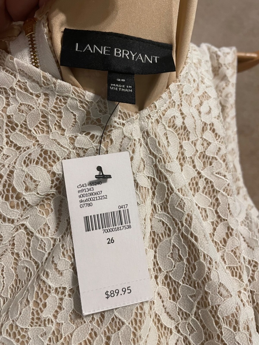 lane bryant white lace dress Lane Bryant Sleeveless Dress with Eyelet Hem