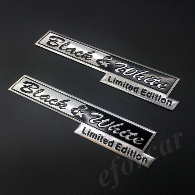 2pcs Metal Black & White Limited Edition Car Trunk Decal Sticker Badge