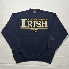 Vintage Notre Dame Irish Crewneck Sweatshirt Navy Blue Size XL Made In USA