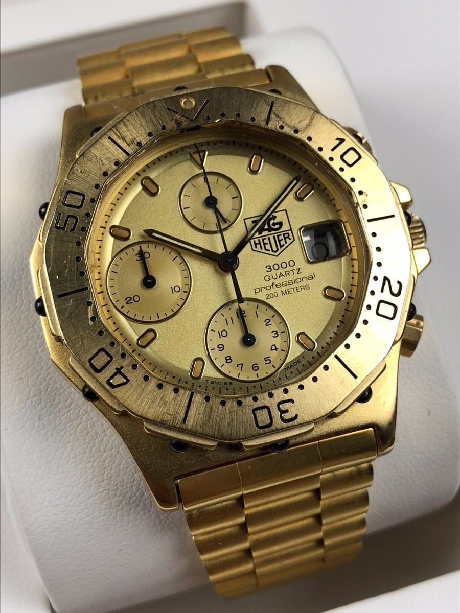 り*う様 TAG Heuer 3000 シルバー/ゴールド ダイバーズウォッチ TAG HEUER Tag Heuer 3000 Quartz 934.213 Date Dial Silver