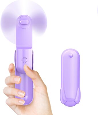 Mini Handheld Fan, Portable Hand Fan with USB Rechargeable, 2000 mAh (Purple)