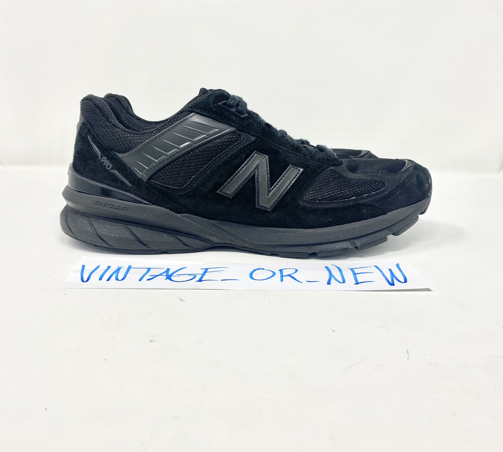 Men's New Balance 900v5 M990BB5 Triple Black Suede Running Shoes sz 11.