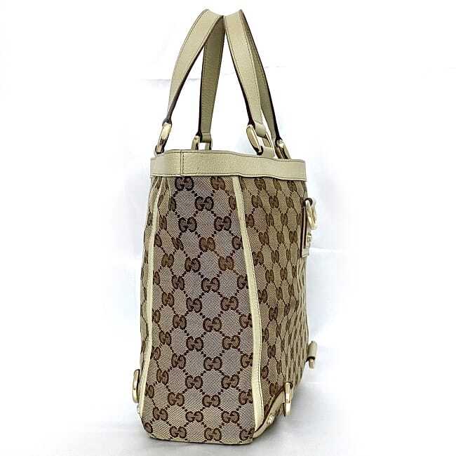 【関税&送料込】Gucci Bags Beige Gucci tote bag beige white 130739 GG canvas leather used