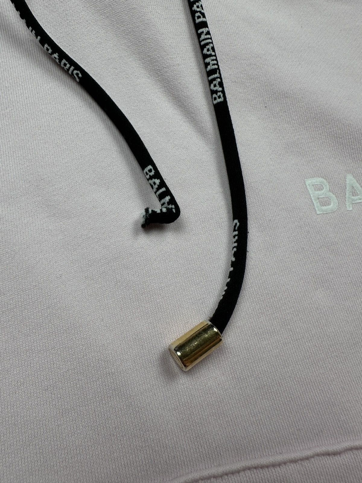Balmain Paris Flocked Cropped Hoodie Lux With Logo Tape Trim