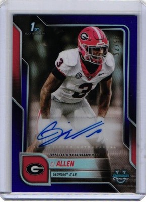 2025 Bowman Chrome  Football 1st Purple Refractor #d/75 Auto CJ Allen Georgia