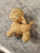 Vintage Sun Rubber Company Lamb Figure Tan Beige 1955 Squeaker Damaged
