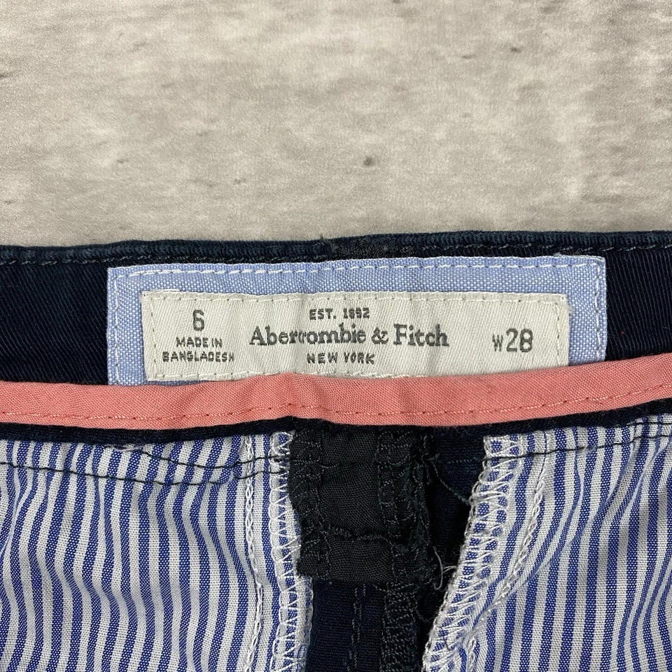 Micro shorts vintage ABERCROMBIE & FITCH 28 azul marino Y2K tiro bajo caqui Foto 2 de 4