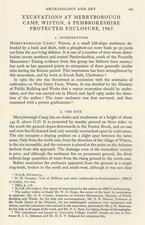 PEMBROKESHIRE PROTECTED ENCLOSURE, MERRYBOROUGH CAMP, WISTON EXCAVATIONS 1963. A