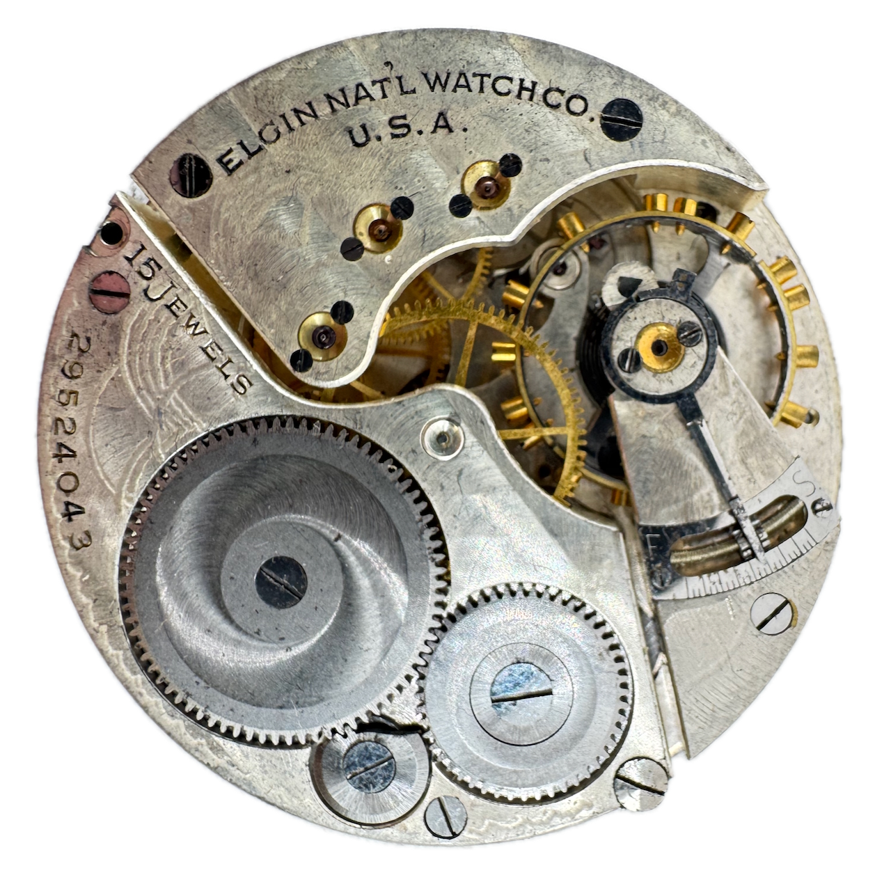 Vintage 16s 1927 Elgin 15 Jewel Mechanical Pocket Watch Movement 313 USA