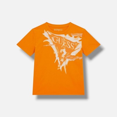 GUESS Boy's Orange Short Sleeve Triangle Logo T-Shirt size 16