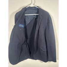 Polo Ralph Lauren Mens 46R Navy Blue Cotton Stretch 2-Button Blazer Sport Coat