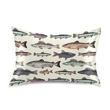 Vintage Fishes Pillow Covers Silk Pillowcase for Hair and S26x20in Multi 13