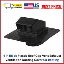 4 in Black Plastic Roof Cap Vent Exhaust Ventilation Ducting Cover for Roofing