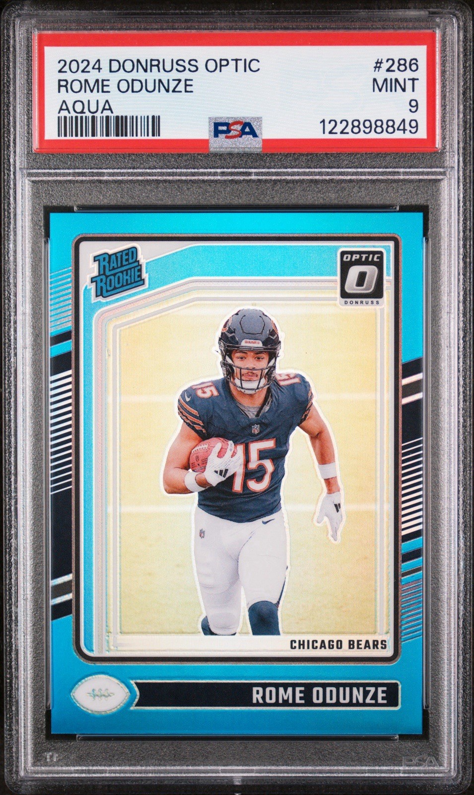 2024 PANINI DONRUSS OPTIC ROME ODUNZE #286 AQUA /299 PSA 9