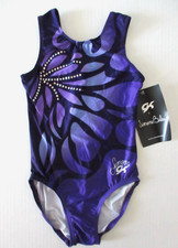 NEW GK Elite Simone Gymnastics Leotard Size CM Child M Purple Sequins Sparkle