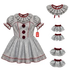 Women s Killer Clown Costume Adult Scary Clown Halloween Dress Pennywise S - 2XL