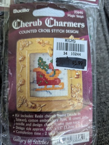 (7) Vintage Bucilla Holiday Counted Cross Stretch Cherub Charmers - Picture 6 of 9