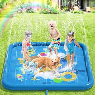 Splash Pad 170cm Sprinkler Wasser-Spielmatte Anti-Rutsch für Garten Kinder