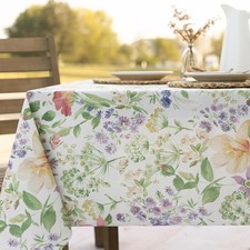Floral Spring Summer Durable Heavyweight Fabric Indoor Outdoor Tablecloth