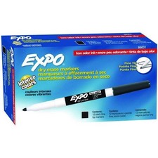 EXPO Low-Odor Dry-Erase Marker, Fine Bullet Tip, Black, Dozen