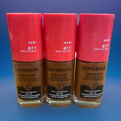COVERGIRL Outlast Extreme Wear 3-in-1 Foundation 875 Soft Sable 1oz Ea Lot Of 3
