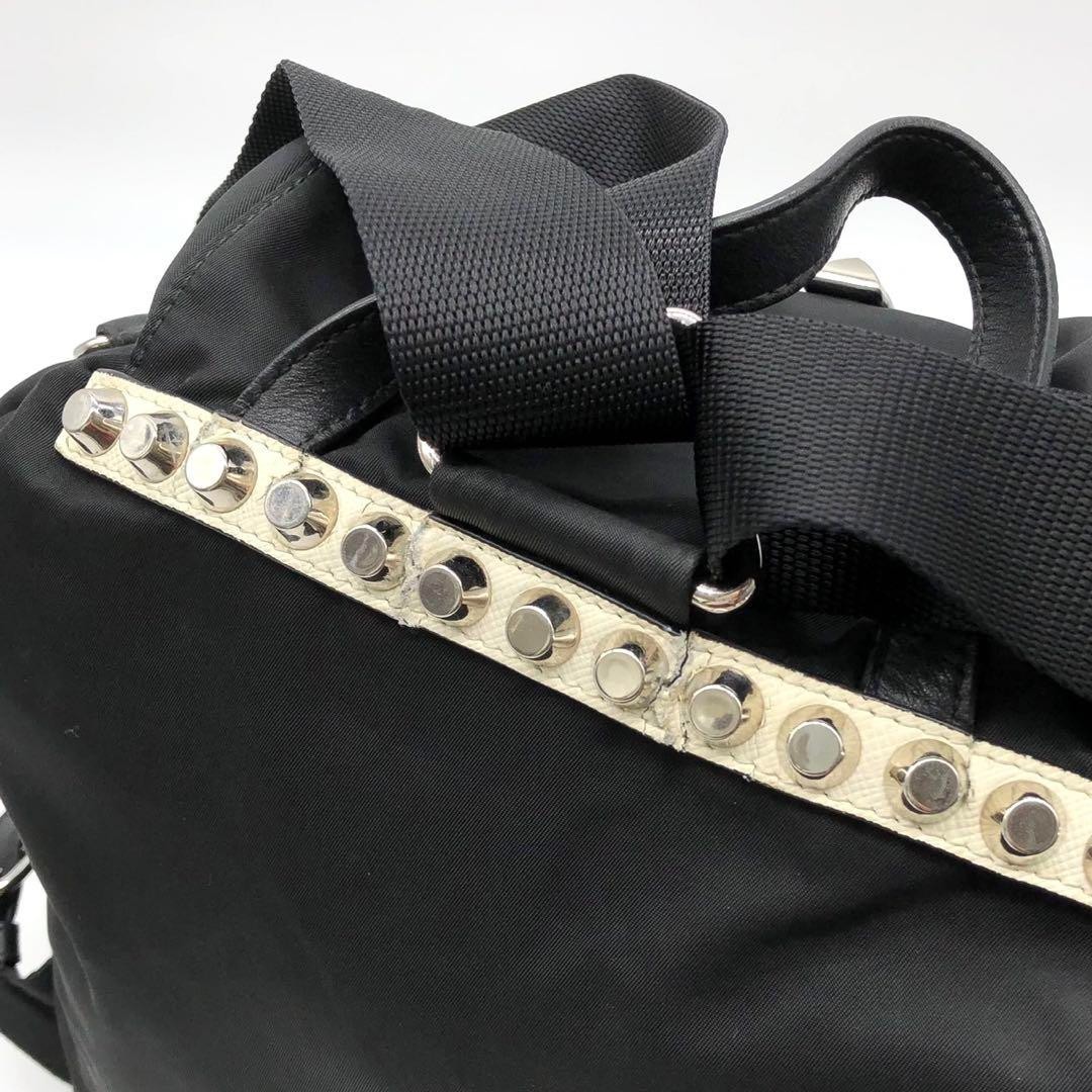 Prada Backpack Studded Triangle Logo Nylon Design… - image 12