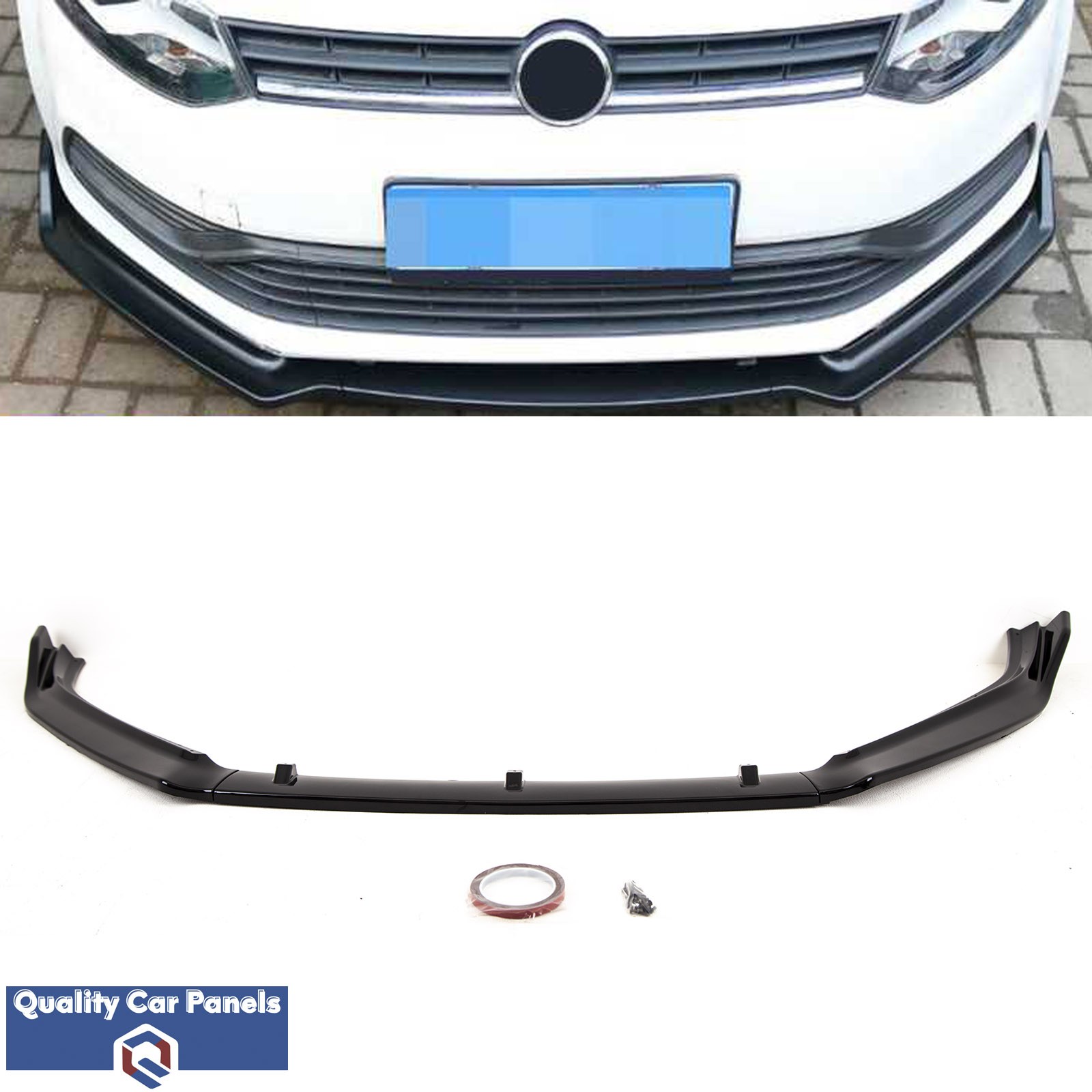 Front Lip Splitter Spoiler Gloss Black Fits VW Polo MK5 6C 2014-2017