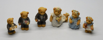 6x Cherished Teddies Wedding Set | 1998 | Bride, Groom, Flowers, Ring