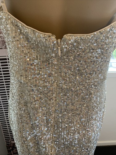 Forever New Sequin Women Dress Silver Sexy Size 12 Cowl Neck Fully Lined Party - Picture 8 of 17