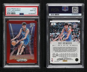 2023-24 Panini Prizm Deca Red Prizm /199 Chet Holmgren #148 PSA 10 GEM MT