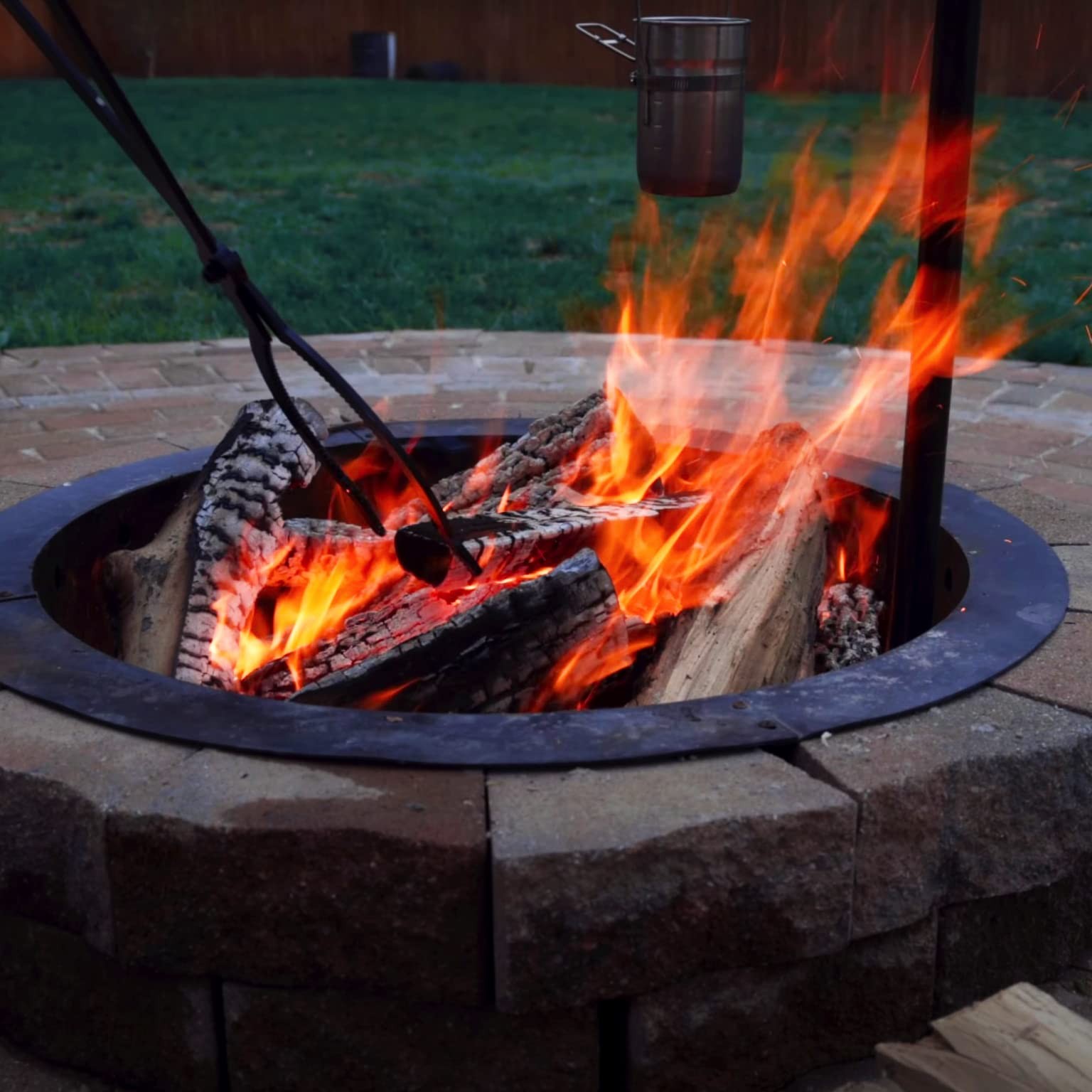 40in Heavy Duty Fire Tongs Firewood Grabber Tool with Scissor Shape Serrated,...