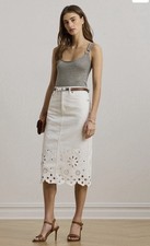Lauren Ralph Lauren Eyelet Denim Midi Skirt 4