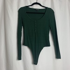 Banana Republic Long Sleeve Ribbed Bodysuit Sz S Hunter Green Pre Owned Women
