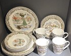Christmas Toile 16Piece Holiday Assorted Porcelain Dinnerware Set(Service for4)