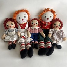 Lot of 5 Vintage Raggedy Ann  Andy Cloth Dolls 15"  24" Plush