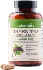 NatureWise Green Tea Extract Capsules 1000 mg - 50% EGCG & 98%  - 60 Count