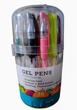 Pen Gear Gel Pens, Assorted Color Neon Bright Sparkles, Bold Points, 36 Ct