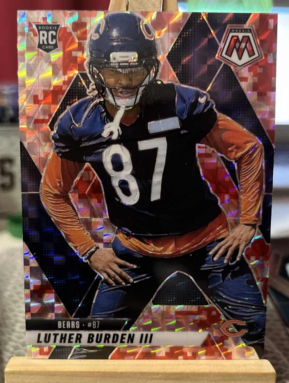 Luther Burden III 2025 Panini Mosaic Camo Red Prizm SSP Rookie RC #383 Bears