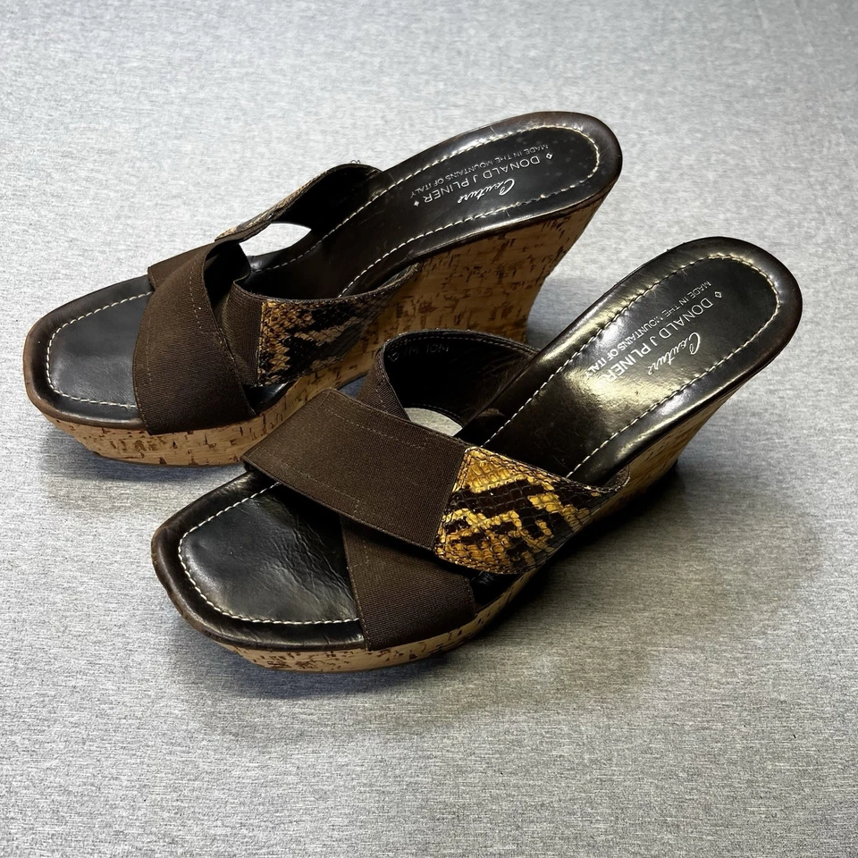 Cuñas de corcho Donald Pliner para mujer punta abierta hechas en Italia talla 10 ver fotos Foto 2 de 4