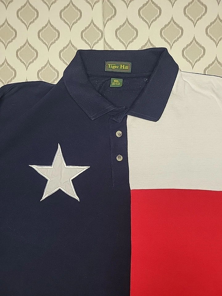 Texas Flag Polo Shirt Mens 5XL Tiger Hill Short Sleeve VHTF - Image 2 of 4
