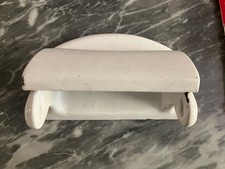 antiker Toilettenpapierhalter - WC Papier Halter, massiv, emailliert, Holzrolle