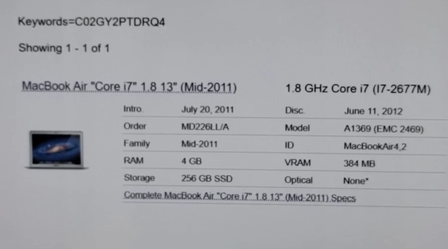 Apple MacBook Air A1369 2011 13.3" i7 4GB RAM 256GB SSD macOS X Lion 10.7.5 - Image 2 of 4