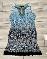Medallion Printed dress with Jewel Embroidered Neckline,size XXS
