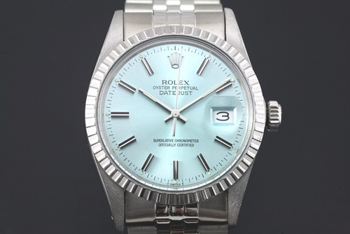 Orologio Vintage Rolex Datejust 16030 Cal 3035 Automatico Uomo Quadrante Blu Ghiaccio Elegante - Foto 2 di 23