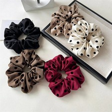 Korean Women Hairs Simple Satin Scrunchies Wave Point HairBand for Girls Ponytai