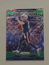 Drake Maye 2024 Panini Prizm Fireworks #22 Rookie, Patriots Green Wave