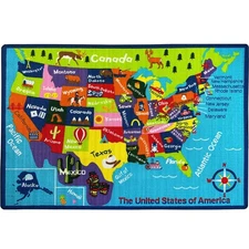 KIDS CHILDREN SCHOOL CLASSROOM USA Map Cartoon 5'x7'  EDUCATIONAL NON SKID RUG