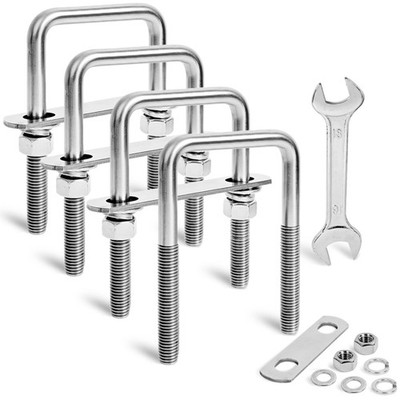 4 Sets Heavy Duty Square U Bolts M12 Thread 3-1/16 W x 4-1/2 L Inch 304 Bolt
