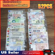 NEW Lots 52Pcs Different World Banknotes Paper Money Foreign UNC Collection Gift
